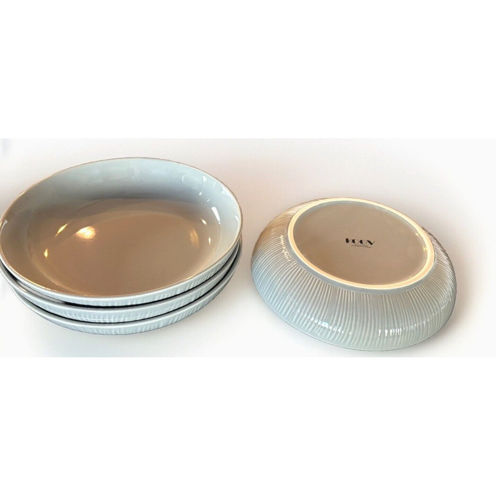 Set of 4 KOOV Soup Salad Pasta Bowls Large 30oz Ribbed 8.5" NEW Grey Gray